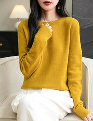 Chanyarn Women's 100% Merino Wool 2025 Fall Winter First-Line Ready to Wear Long Sleeve Seamless Knit Crewneck Sweater