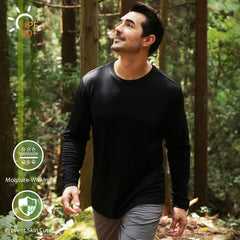 100% Merino Wool Base Layer for Men Long Sleeve Crew Neck Thermal Shirt