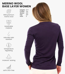100% Merino Wool Base Layer Women - Thermal Merino Wool Shirt Women