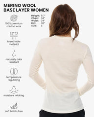 100% Merino Wool Base Layer Women - Thermal Merino Wool Shirt Women