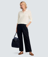 Women's Long Sleeve Fine Knit Polo