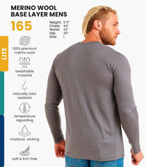 100% Merino Wool Base Layer Mens - Long Sleeve Thermal Shirts with Socks
