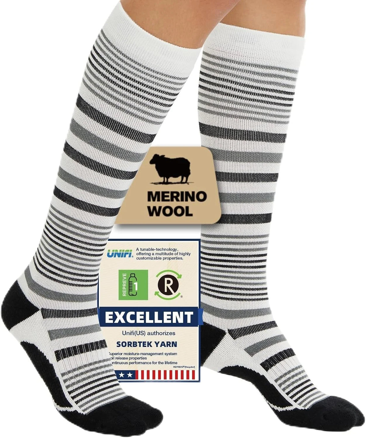Merino Wool Compression Socks for Women Men 15-20 mmHg for flying
