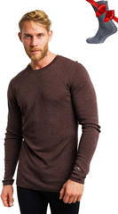100% Merino Wool Base Layer Mens - Long Sleeve Thermal Shirts with Socks
