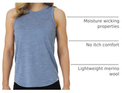 100% Merino Wool Tank Top Women - Active Sleeveless Undershirt Base Layer