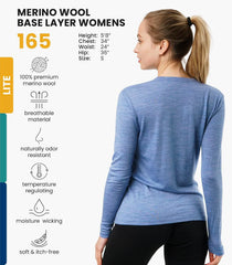 100% Merino Wool Base Layer Women - Long Sleeve Thermal Shirt with Socks
