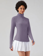LOMON Women Long Sleeve Shirts Sun Protection 1/4 Zip Summer Quick Dry Hiking Shirts Quarter Zip Pullover for Women