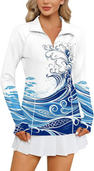LOMON Women Long Sleeve Shirts Sun Protection 1/4 Zip Summer Quick Dry Hiking Shirts Quarter Zip Pullover for Women