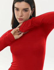 Women's Merino Wool Blend Shirts Long Sleeve Tops Crew Neck Fitted Basic Tee Cozy Embrace Collection