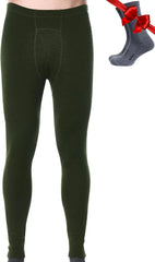 100% Merino Wool Base Layer Mens Pants - Thermal Underwear Long Johns