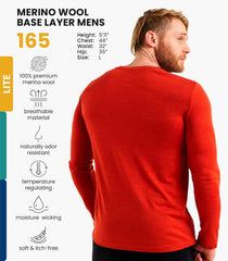 100% Merino Wool Base Layer Mens - Long Sleeve Thermal Shirts with Socks