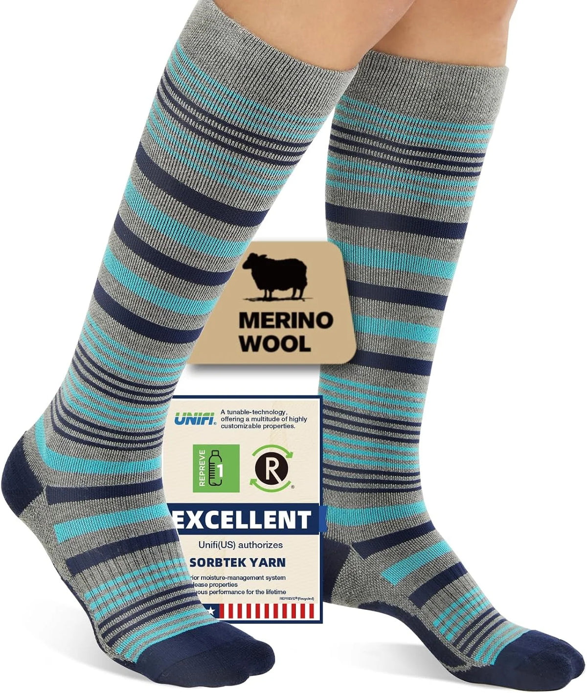 Merino Wool Compression Socks for Women Men 15-20 mmHg for flying