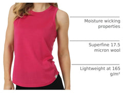 100% Merino Wool Tank Top Women - Active Sleeveless Undershirt Base Layer
