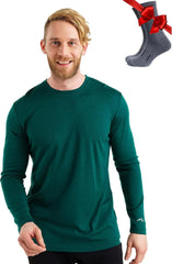 100% Merino Wool Base Layer Mens - Long Sleeve Thermal Shirts with Socks