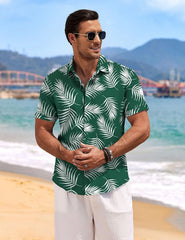 COOFANDY Men's Linen Shirts Short Sleeve Casual Shirts Button Down Shirt for Men Beach Summer Wedding Shirt