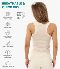 100% Merino Wool Tank Top Women - Active Sleeveless Undershirt Base Layer