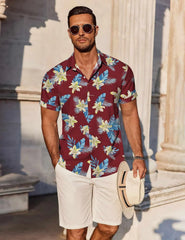 COOFANDY Men's Linen Shirts Short Sleeve Casual Shirts Button Down Shirt for Men Beach Summer Wedding Shirt