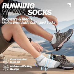 Anlisim Merino Wool Ankle Running Hiking Socks for Women and Men