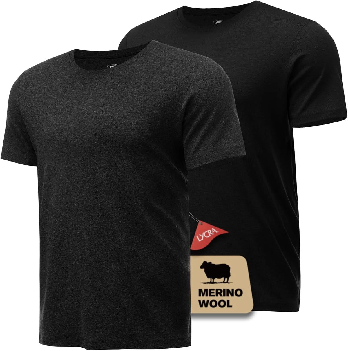 Merino Wool Shirt for Men Bamboo Viscose Moisture Wicking Undershirt Lightweight Crewneck Soft T-Shirt 2P