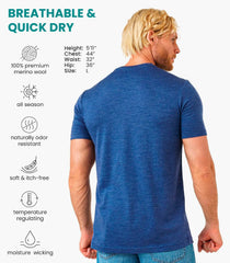 100% Merino Wool T-Shirt Men - Base Layer Top Undershirt with Hiking Socks