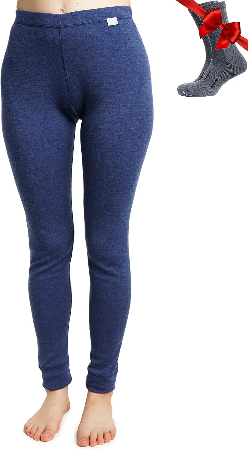 100% Merino Wool Base Layer Women Pants - Thermal Leggings Underwear