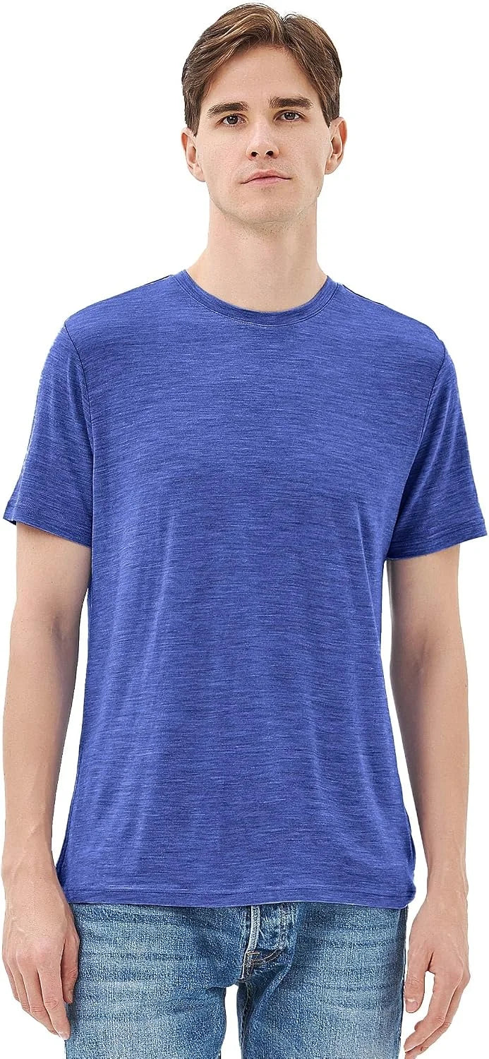Merino Protect 100% Merino Wool T Shirts for Men Odor Resistance Base Layer Hiking Travel T-Shirt Soft Undershirt