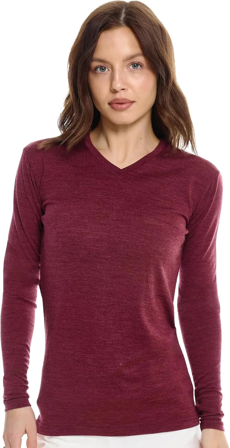 100% Merino Wool Base Layer Women - Thermal Merino Wool Shirt Women