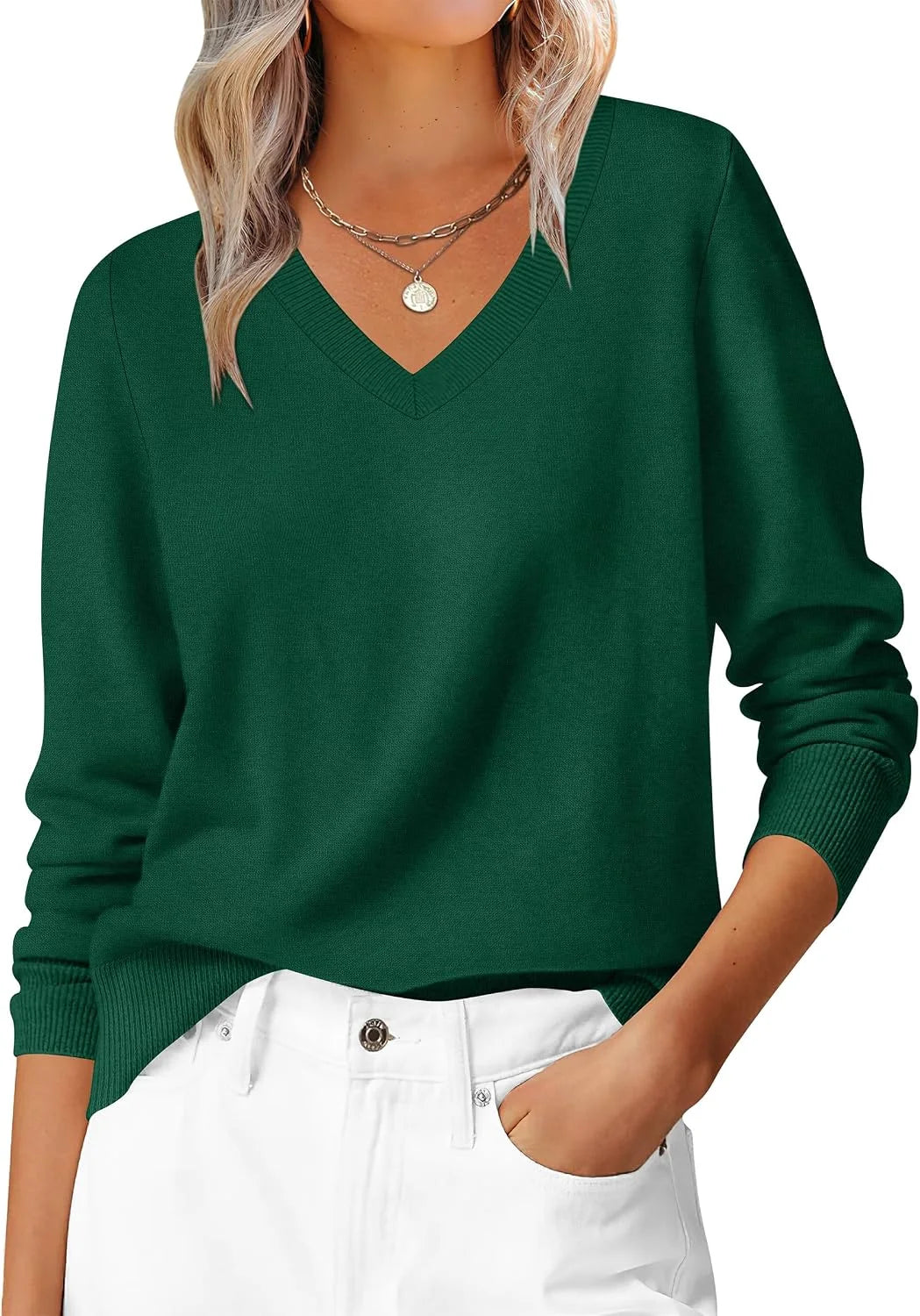 ANRABESS Women’s Fall Long Sleeve V Neck Light Sweaters