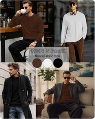 3 Pack Mens Long Sleeve Thermal Shirts Crew Neck Tops