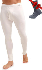100% Merino Wool Base Layer Mens Pants - Thermal Underwear Long Johns