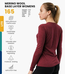 100% Merino Wool Base Layer Women - Long Sleeve Thermal Shirt with Socks
