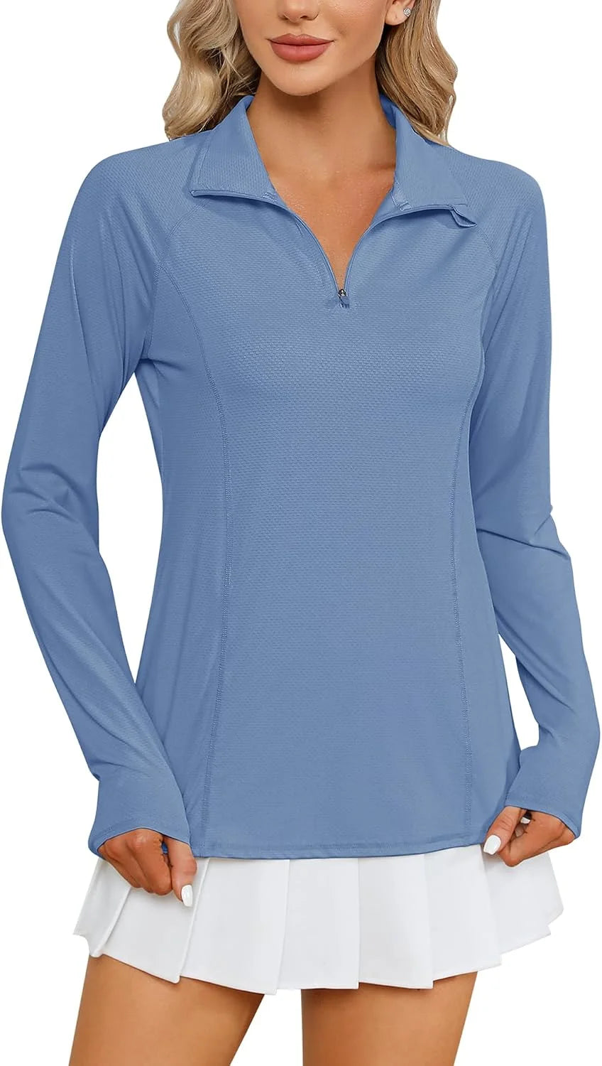 LOMON Women Long Sleeve Shirts Sun Protection 1/4 Zip Summer Quick Dry Hiking Shirts Quarter Zip Pullover for Women