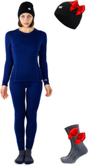 100% Merino Wool Base Layer Women Set - Thermal Underwear Women Top, Bottom