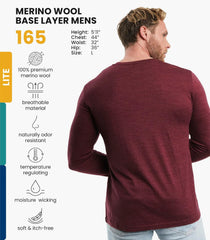 100% Merino Wool Base Layer Mens - Long Sleeve Thermal Shirts with Socks