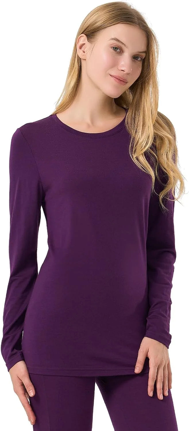100% Merino Wool Base Layer Women Soft Thermal Long Sleeve Everyday Shirt
