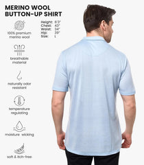 100% Merino Wool Button Up Shirt Men - Long & Short Sleeve Breathable