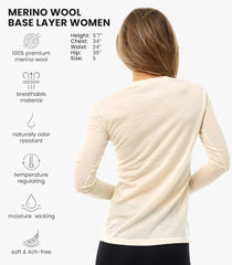 100% Merino Wool Base Layer Women - Thermal Merino Wool Shirt Women