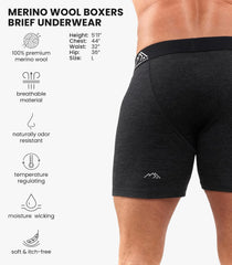 100% Merino Wool Underwear Mens - 1-2 Pack Boxer Briefs for Men 17.5um