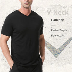 Merino Protect 100% Merino Wool V-Neck T Shirts for Men Odor Resistance Base Layer Hiking Travel T-Shirt Soft Undershirt