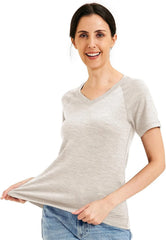 METARINO 100% Merino Wool T-Shirt Women V Neck Short Sleeve Base Layer Tee Shirt for Travel,Hiking,Sports