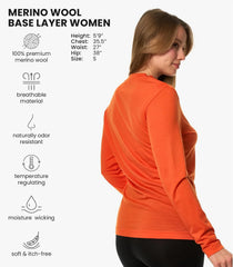100% Merino Wool Base Layer Women - Thermal Merino Wool Shirt Women