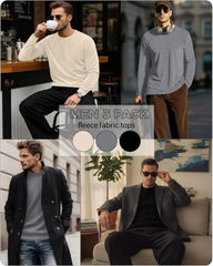 3 Pack Mens Long Sleeve Thermal Shirts Crew Neck Tops