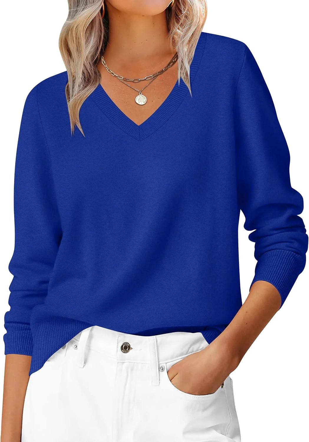 ANRABESS Women’s Fall Long Sleeve V Neck Light Sweaters