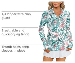 LOMON Women Long Sleeve Shirts Sun Protection 1/4 Zip Summer Quick Dry Hiking Shirts Quarter Zip Pullover for Women