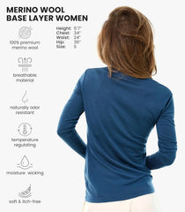 100% Merino Wool Base Layer Women - Thermal Merino Wool Shirt Women