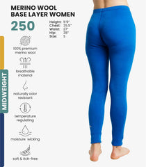 100% Merino Wool Base Layer Women Pants - Thermal Leggings Underwear