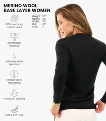 100% Merino Wool Base Layer Women - Thermal Merino Wool Shirt Women