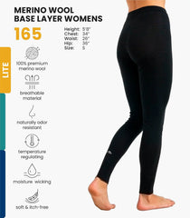 100% Merino Wool Base Layer Women Pants - Thermal Leggings Underwear