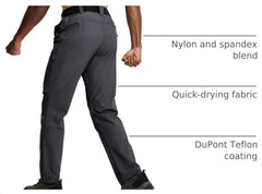 Mens Hiking Pants Lightweight Cargo Work Tactical Nylon Stretch Waterproof Quick Dry Fishing Travel Outdoor 6 Pockets