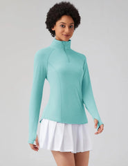 LOMON Women Long Sleeve Shirts Sun Protection 1/4 Zip Summer Quick Dry Hiking Shirts Quarter Zip Pullover for Women